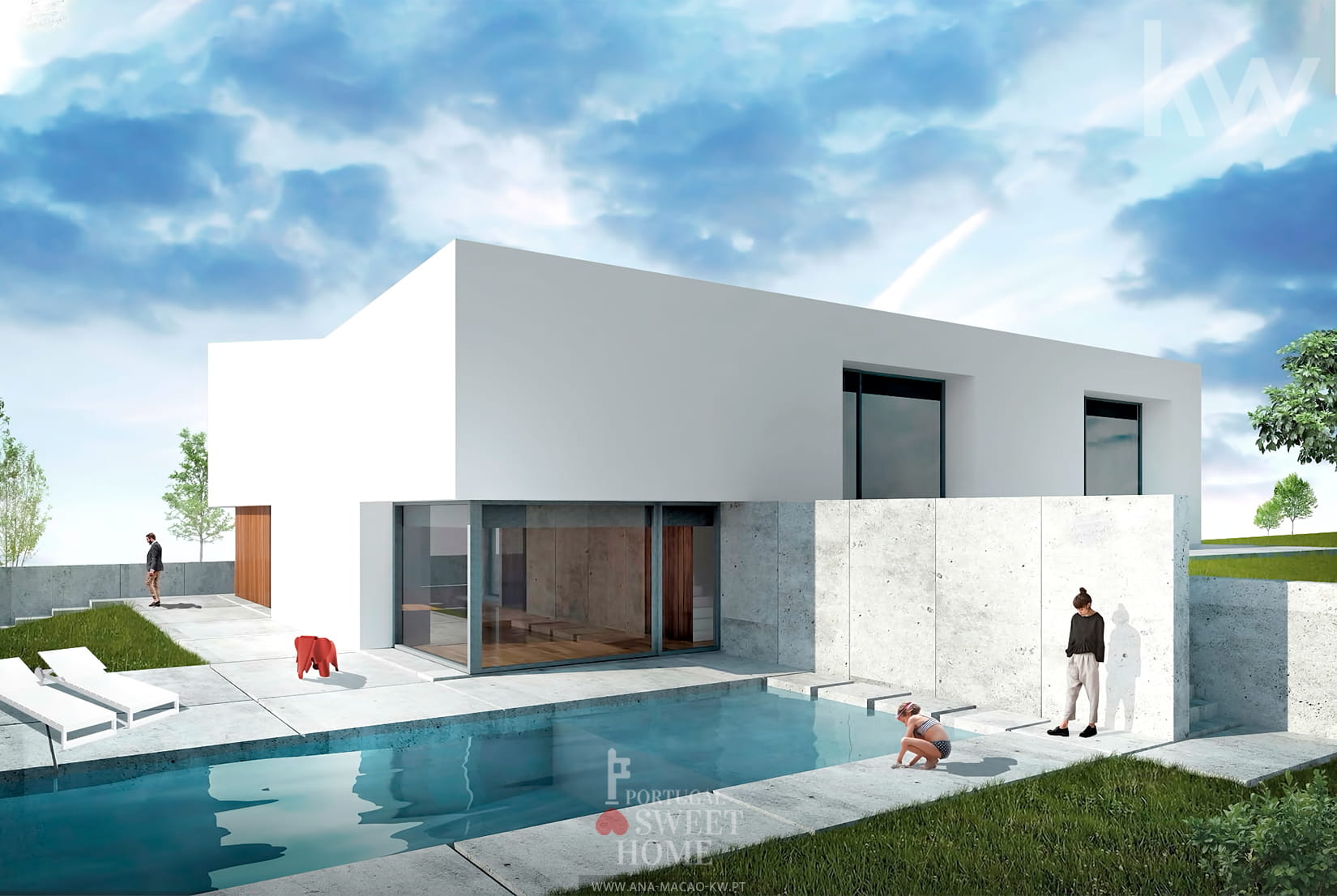 House facade and pool