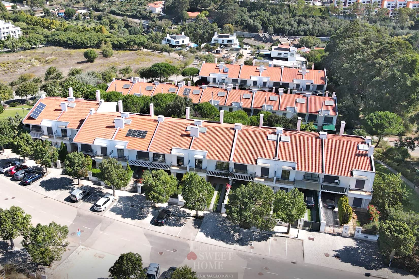Aerial view of the townhouses