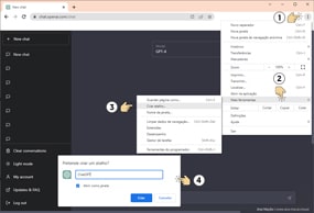 Cliquez sur l'image pour voir comment créer une application Windows pour GPT Chat, basée sur Google Chrome Como criar uma aplicação do Windows, passo a passo, para o Chat GPT, baseada no Google Chrome