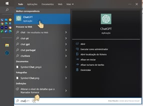Cliquez sur l'image pour voir comment appeler l'application Windows pour GPT Chat Como chamar a aplicação do Windows para o Chat GPT