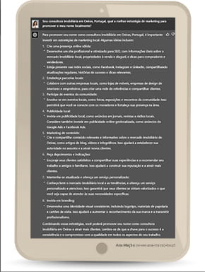 Cliquez sur l'image pour découvrir quelle est la stratégie marketing pour promouvoir localement un agent immobilier, ChatGPT ? Chat GPT - Sou consultora imobiliária, qual a melhor estratégia de marketing para promover o meu nome localmente?
