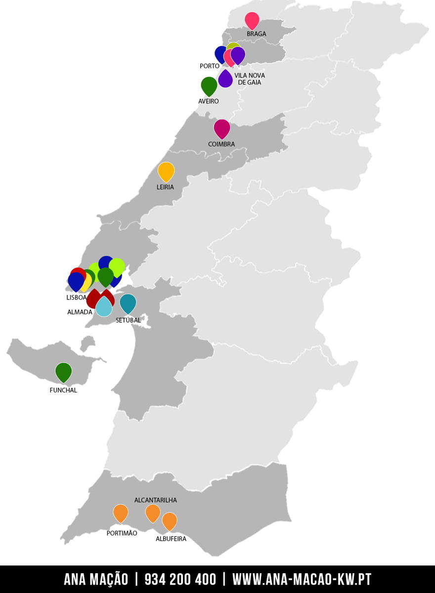 KW Portugal - Mapa de Market Centers - Jan. 2020