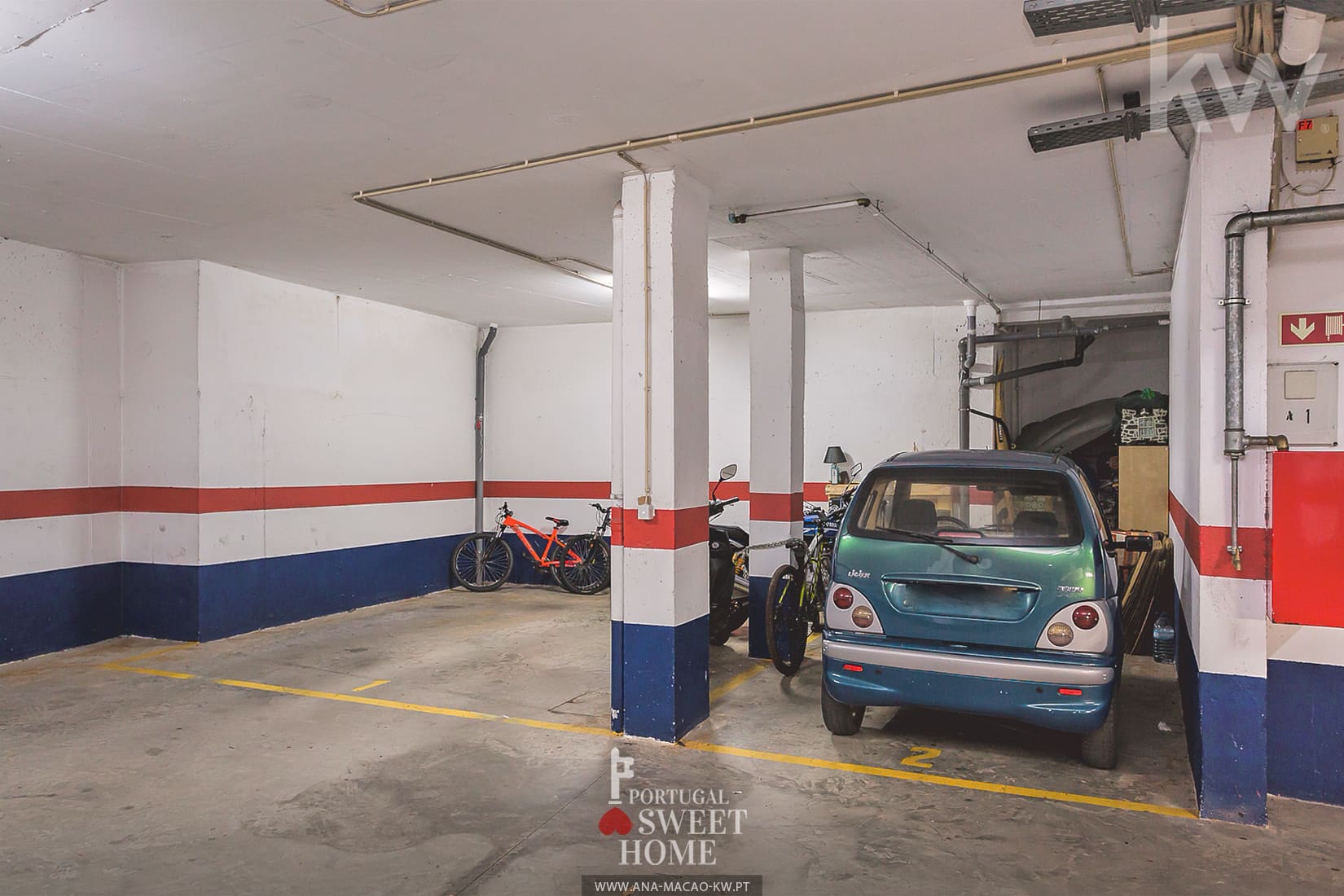 2 parking spaces in the condominium garage