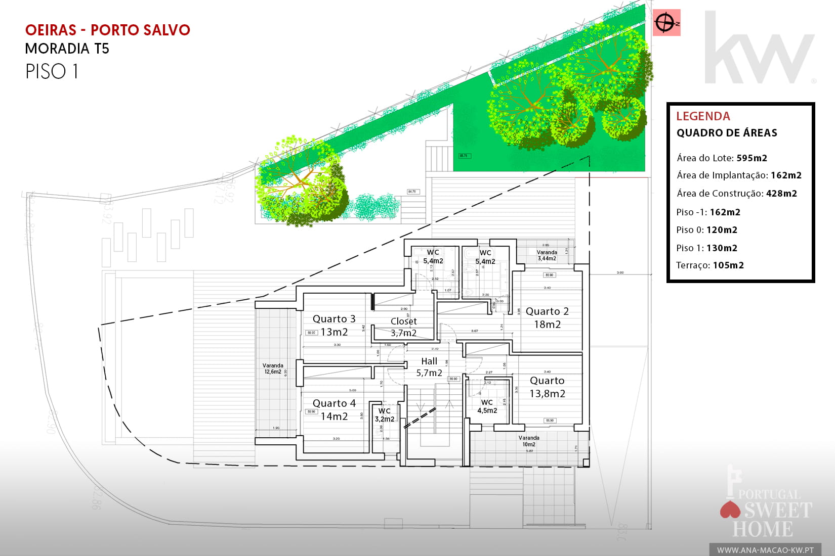 Plan of the 1st floor (130m2)