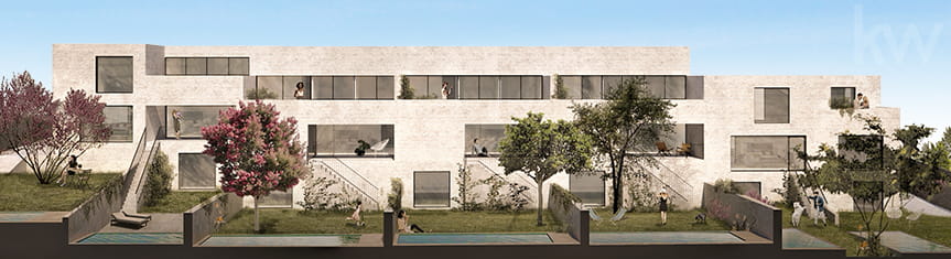 Parede Townhouses - View of the garden and swimming pools