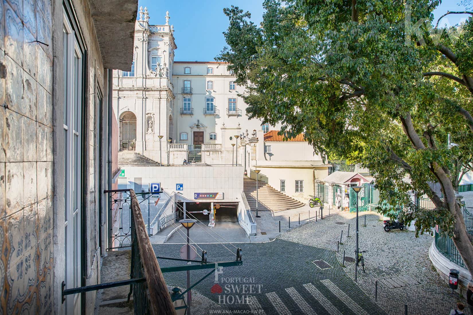 View from the balcony to the Church of Nossa Senhora das Mercês