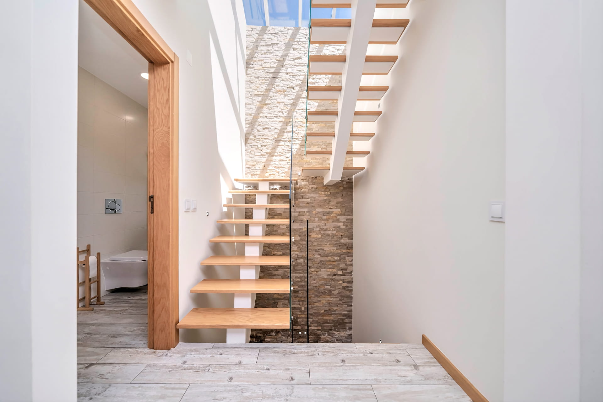 Access ladder with skylight