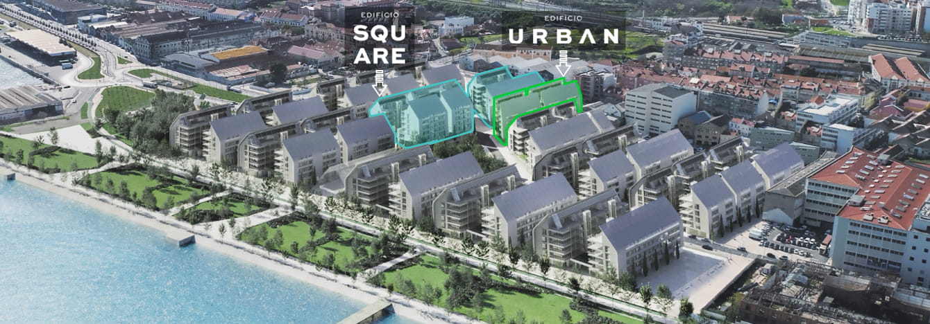 Prata Riverside Village - Emplacement des bâtiments du développement