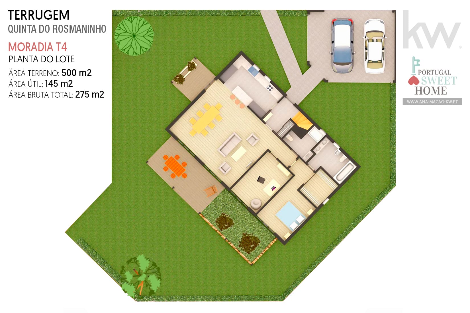 Plan 3D du terrain de 500 m2