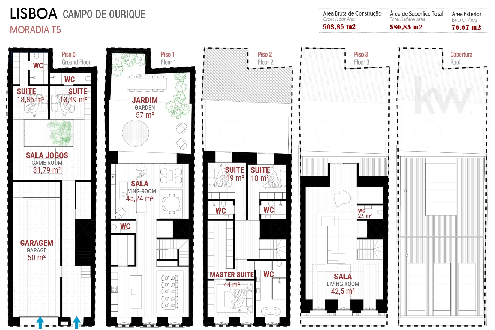 Plans of the 4 floors of the house