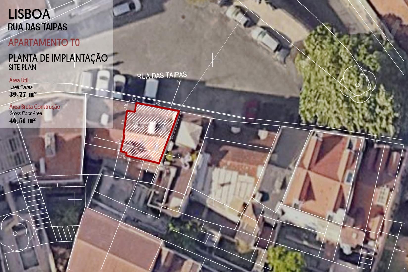Vue aérienne du quartier et de l'emplacement de la propriété