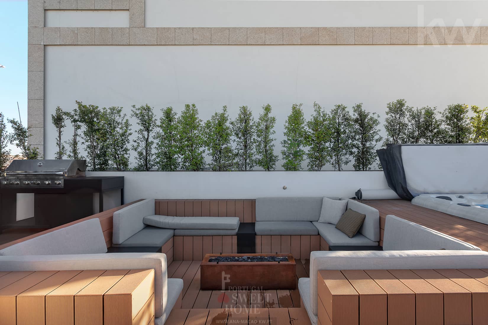 Recreation area with fire pit.