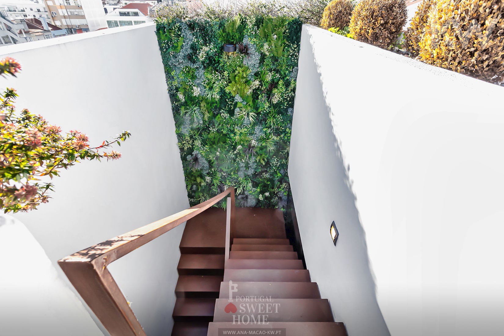 Stairs leading to the private rooftop.