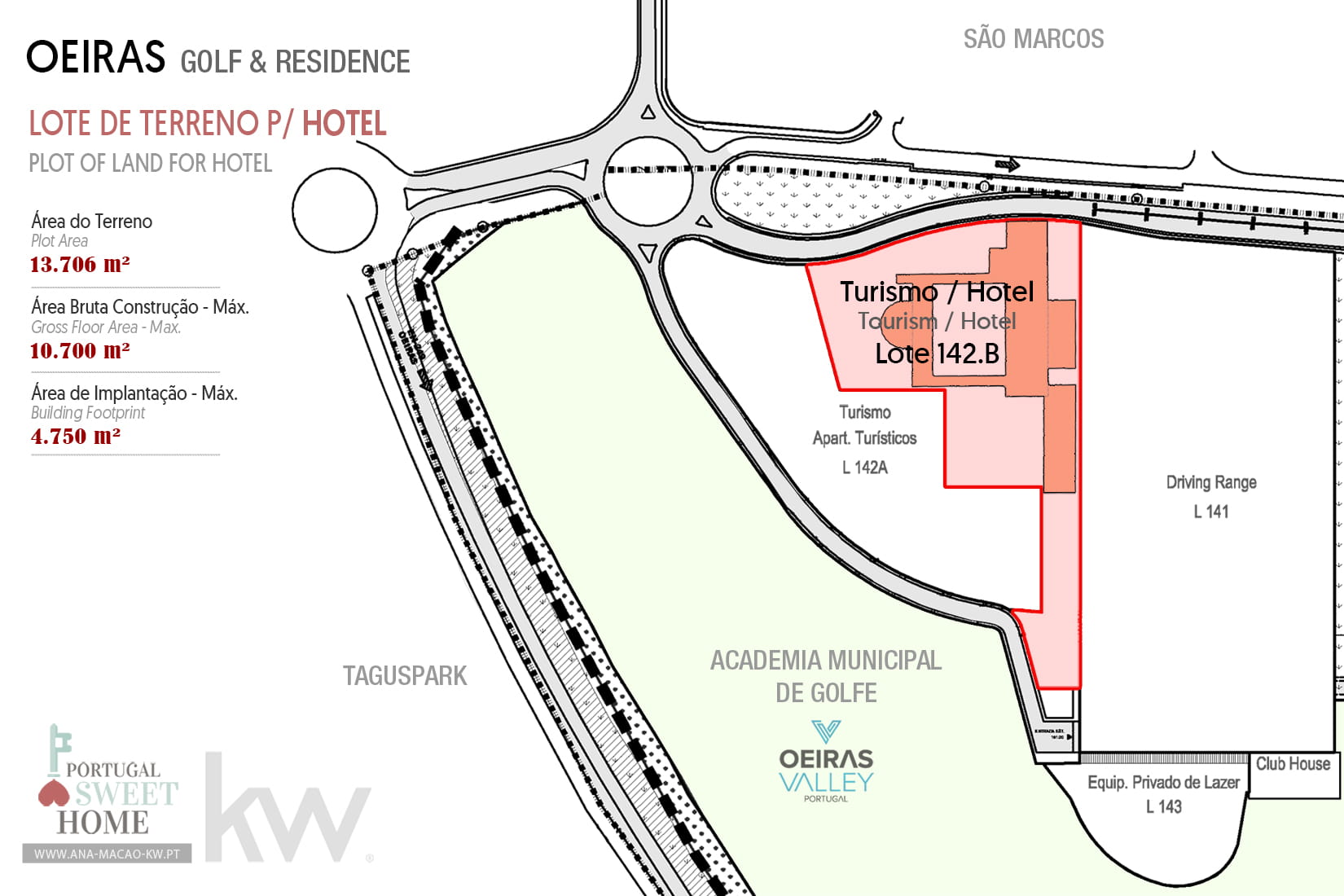 Planta do Lote de Terreno 142.B para construção de Hotel