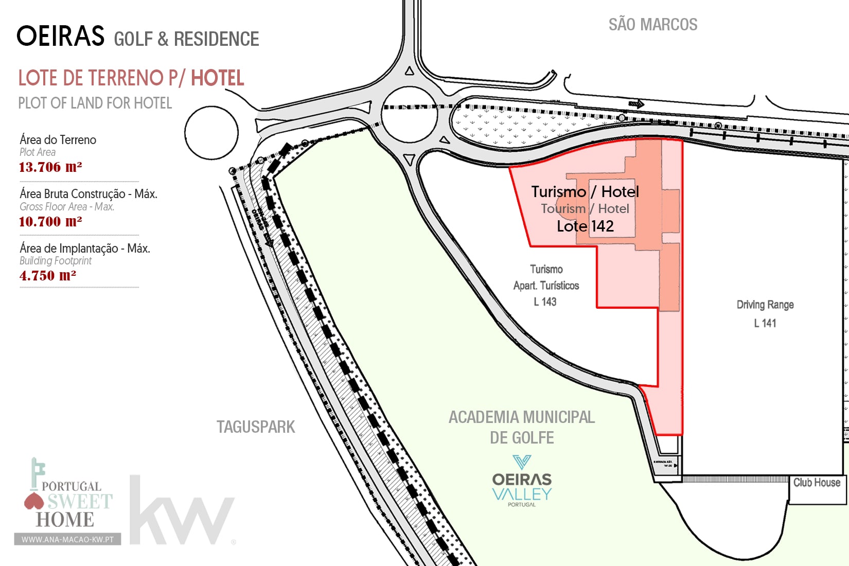 Plan du terrain 142 pour la construction d'un hôtel