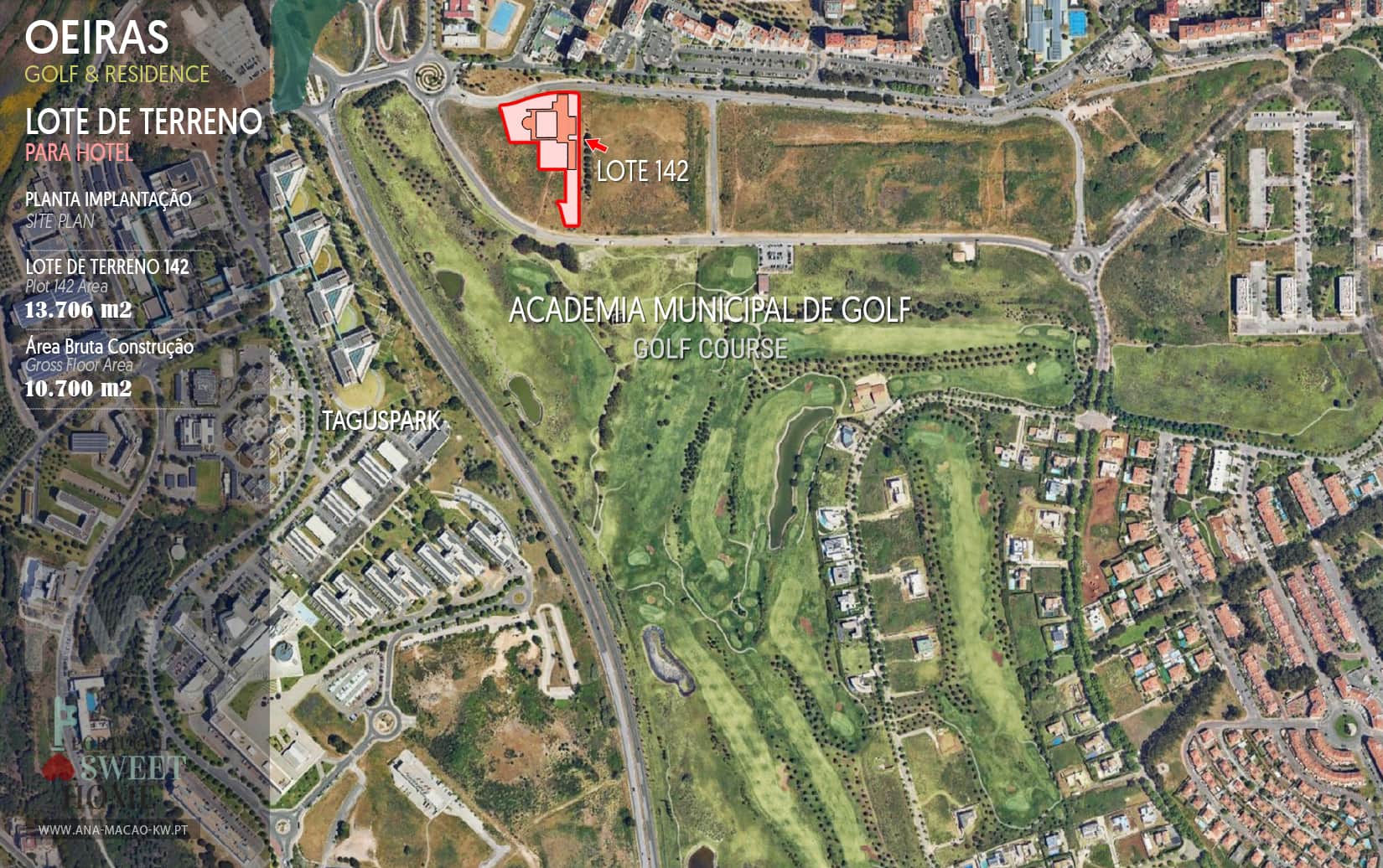 Emplacement du lot de terrain 142 pour la construction d'un hôtel, au sein du Oeiras Golf & Residence