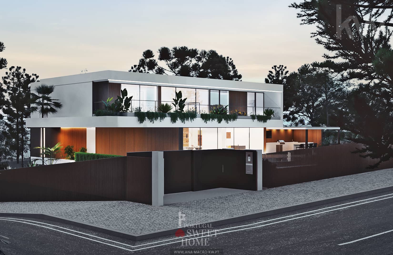 Vue de la maison depuis l'avenue Casal de Cabanas