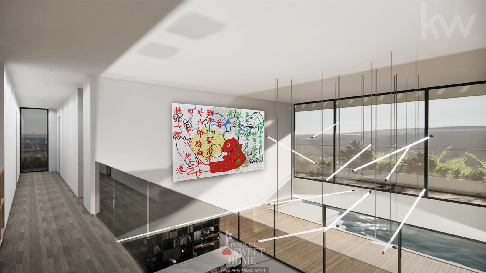 Vue de la pièce depuis le couloir du 2e étage.