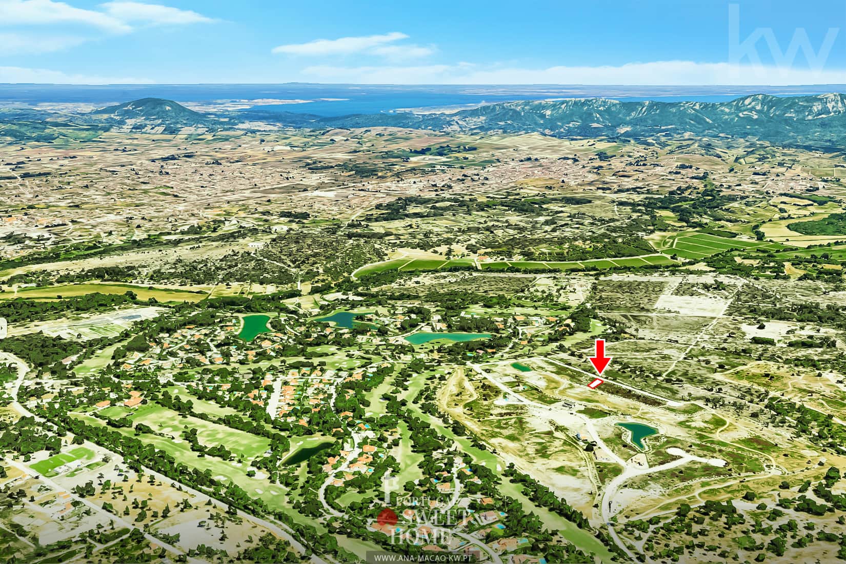Vista aérea da localização da Moradia e do Condomínio Quinta do Peru Golf & Country Club