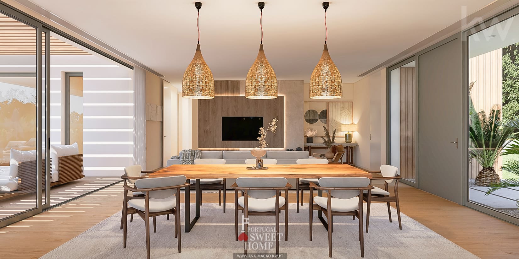 Sala de estar aberta para a cozinha