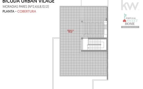 Planta da Cobertura das Moradias de Nº Par