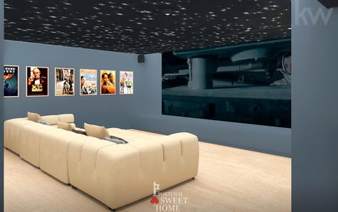View of the cinema room in the basement
