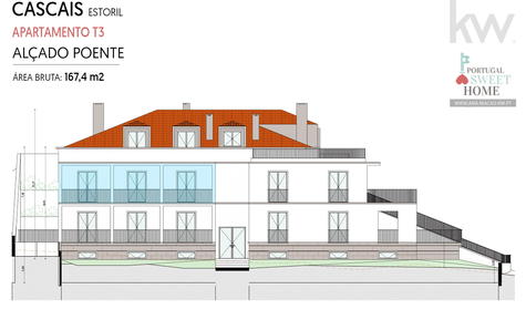 Élévation ouest de la copropriété (appartement marqué en bleu)