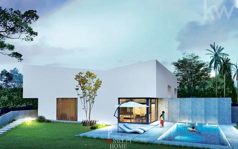 House facade and pool