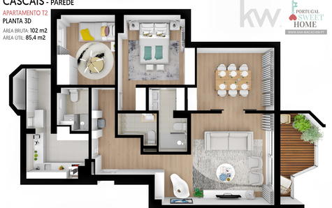 Plan 3D de l'appartement