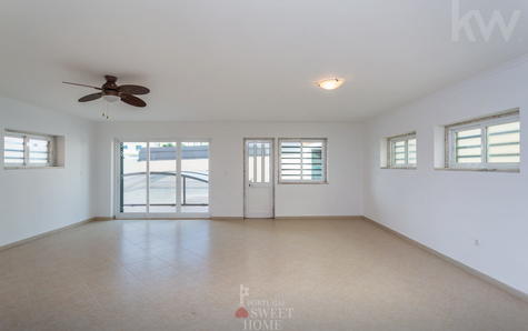 Large living room in the basement of the house
