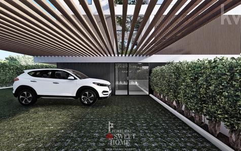 Outdoor parking area (2 cars) covered by pergola