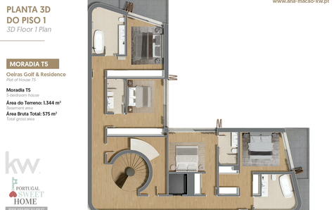 3D floor plan of the 1st floor