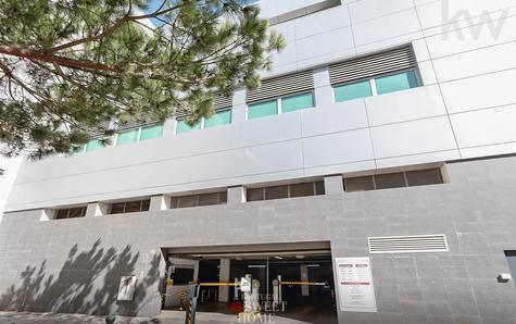 Exterior facade of the building where the 4 floors of the garage are located