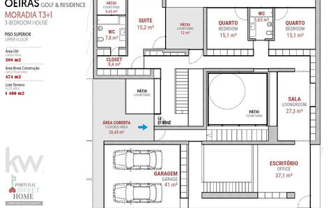 Upper Floor Plan where the bedrooms and office area are located
