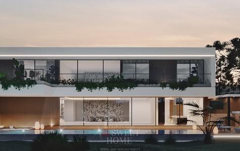 View of the pool and leisure area facing west.