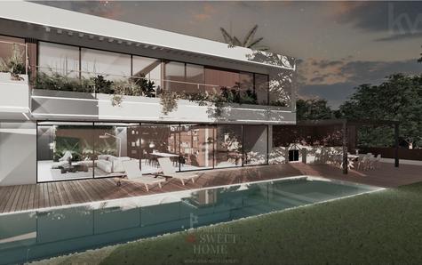 View of the pool and leisure area facing west.