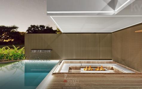 View of the "Fire Pit" and the pool.