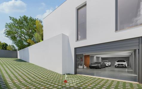 Garagem com espaço para 5 carros e arrumos