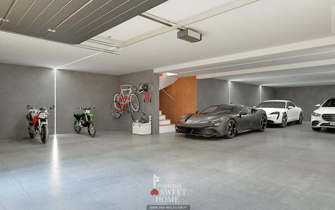 Garagem com espaço para 5 carros e arrumos