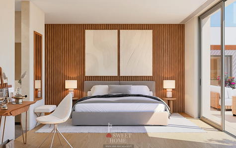 Master suite with views of the surrounding garden