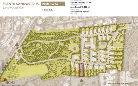 Planta do Condomínio fachado Sandwoods e localização da moradia