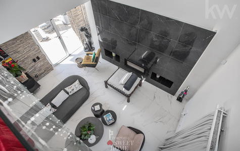 View from the mezzanine to the living room.