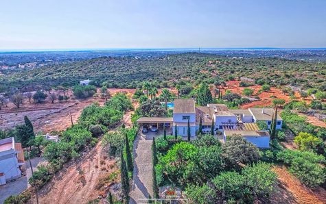 Aerial view of land and house