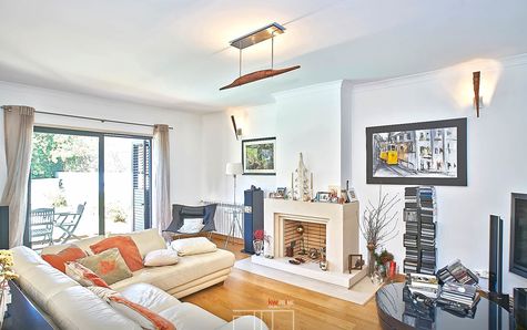 Living room with fireplace